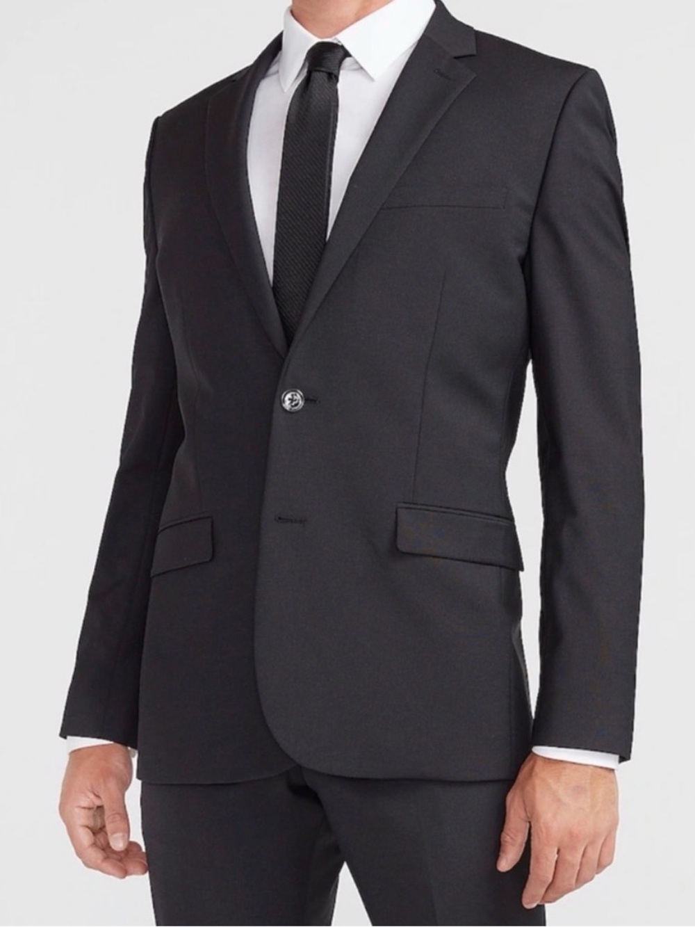 EXPRESS Black Two Button Stretch Slim Blazer Sport Coat Mens SMALL Like New